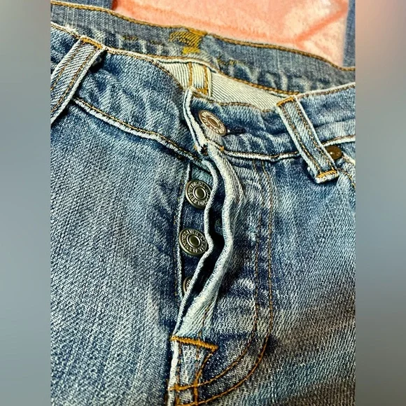 7 For All Mankind Blue Flare Jeans - Picture 3 of 7